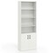 White Engineered Wood Bookcase with Adjustable Shelves, Cabinet and Anti-Tip Safety